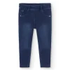 Pantalone in felpa denim per neonata in blu marino