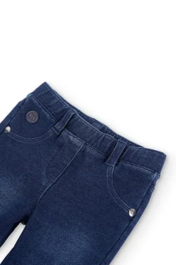 Pantalone in felpa denim per neonata in blu marino