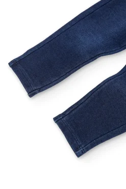 Pantalone in felpa denim per neonata in blu marino