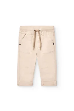 Pantalone in gabardine elasticizzata per bambino in beige