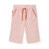 Pantalone in popeline per bambino a righe arancioni e bianche