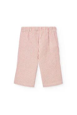 Pantalone in popeline per bambino a righe arancioni e bianche