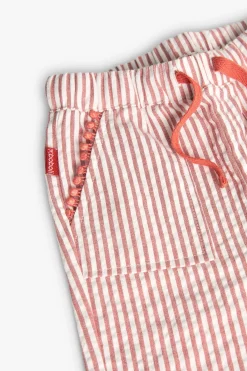 Pantalone in popeline per bambino a righe arancioni e bianche