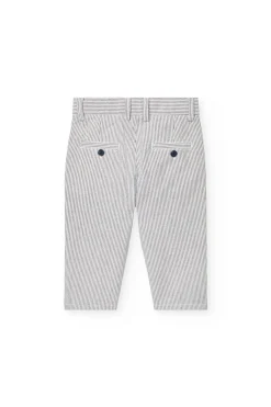 Pantalone oxford per neonato a righe grigio e bianco