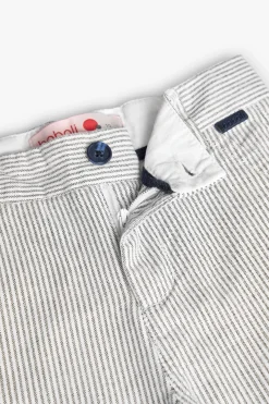 Pantalone oxford per neonato a righe grigio e bianco