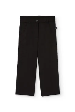 Pantaloni cargo in viscosa per bambina di colore nero