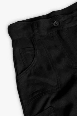 Pantaloni cargo in viscosa per bambina di colore nero