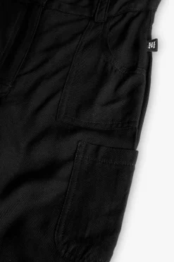 Pantaloni cargo in viscosa per bambina di colore nero