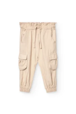 Pantaloni di twill per bambina in colore beige