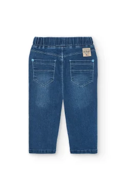 Pantaloni in denim a maglia per neonato di colore blu
