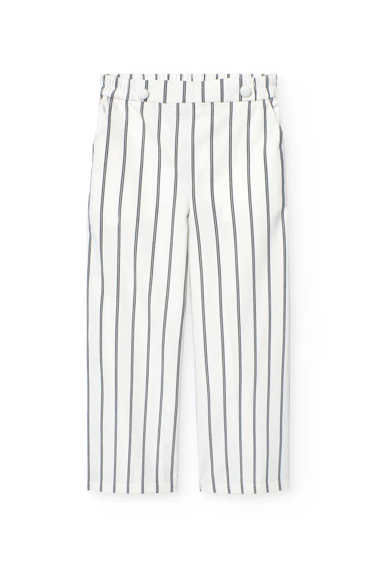 Pantaloni in maglia per bambina a righe in bianco e nero