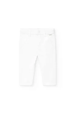 Pantaloni in raso elasticizzato per neonato in bianco