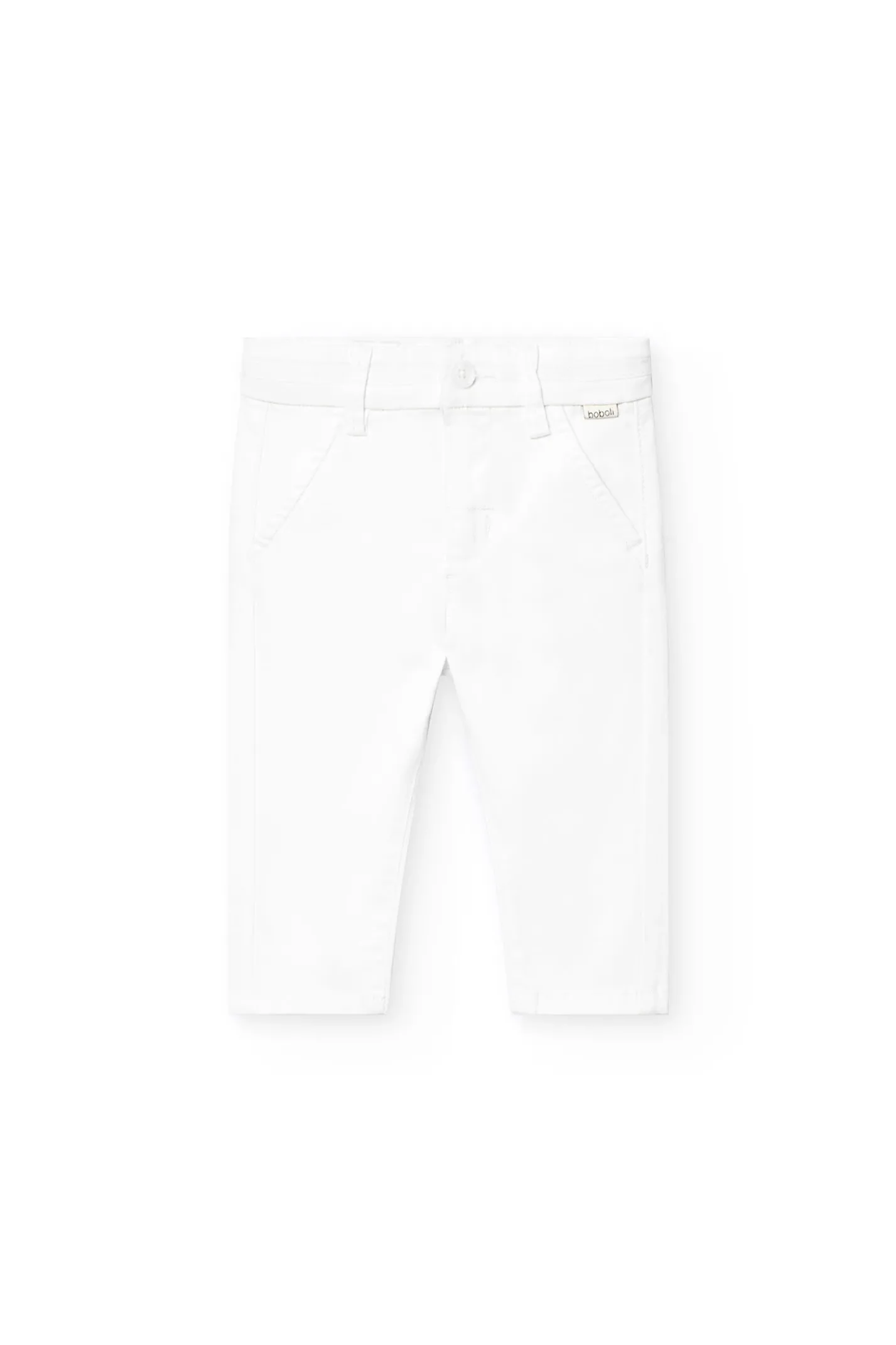 Pantaloni in raso elasticizzato per neonato in bianco