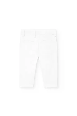 Pantaloni in raso elasticizzato per neonato in bianco