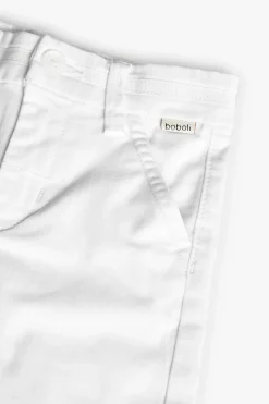 Pantaloni in raso elasticizzato per neonato in bianco