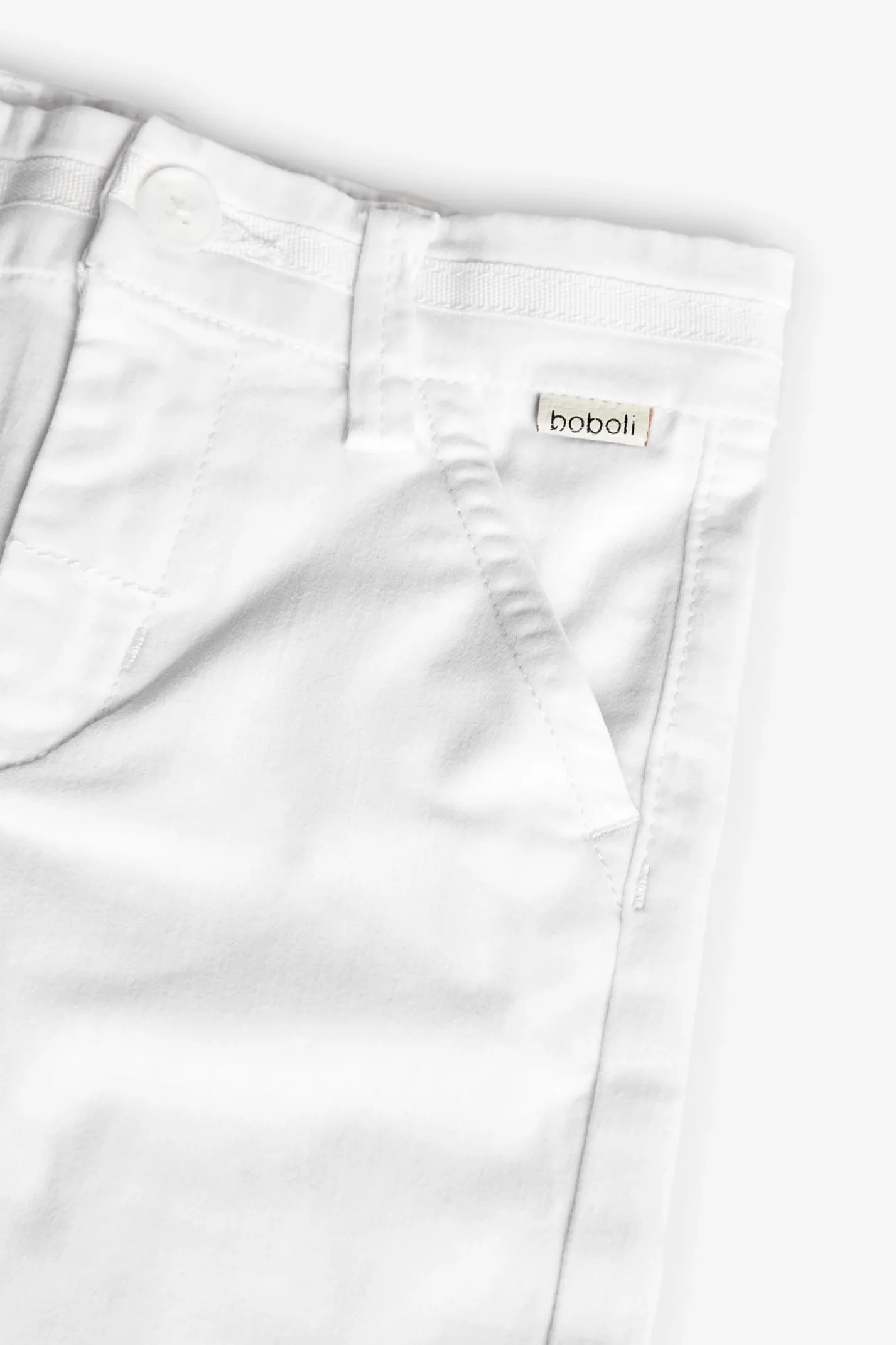 Pantaloni in raso elasticizzato per neonato in bianco