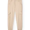 Pantaloni in twill per bambina di colore beige