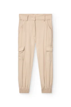 Pantaloni in twill per bambina di colore beige