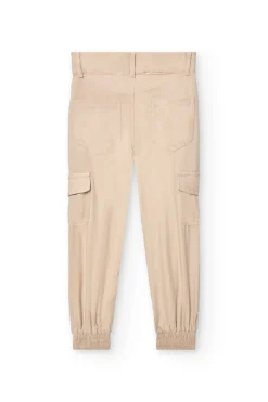 Pantaloni in twill per bambina di colore beige
