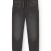 Pantaloni jogger in denim per bambino di colore grigio