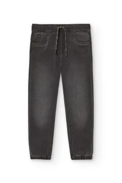 Pantaloni jogger in denim per bambino di colore grigio