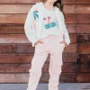 Pantaloni jogger in felpa per bambina di colore rosa