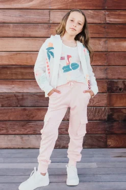 Pantaloni jogger in felpa per bambina di colore rosa
