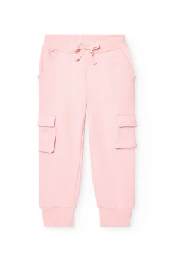 Pantaloni jogger in felpa per bambina di colore rosa