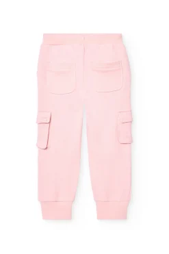 Pantaloni jogger in felpa per bambina di colore rosa