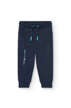 Pantaloni jogging in felpa per bambino in blu marino