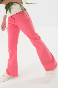 Pantaloni svasati per bambina in color fragola