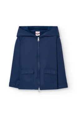 Parka base in tessuto tecnico per bambina in blu navy