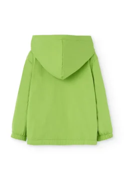Parka reversibile a maglia per bambino con stampa in blu e verde
