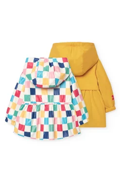 Parka reversibile in maglia per neonata con stampa