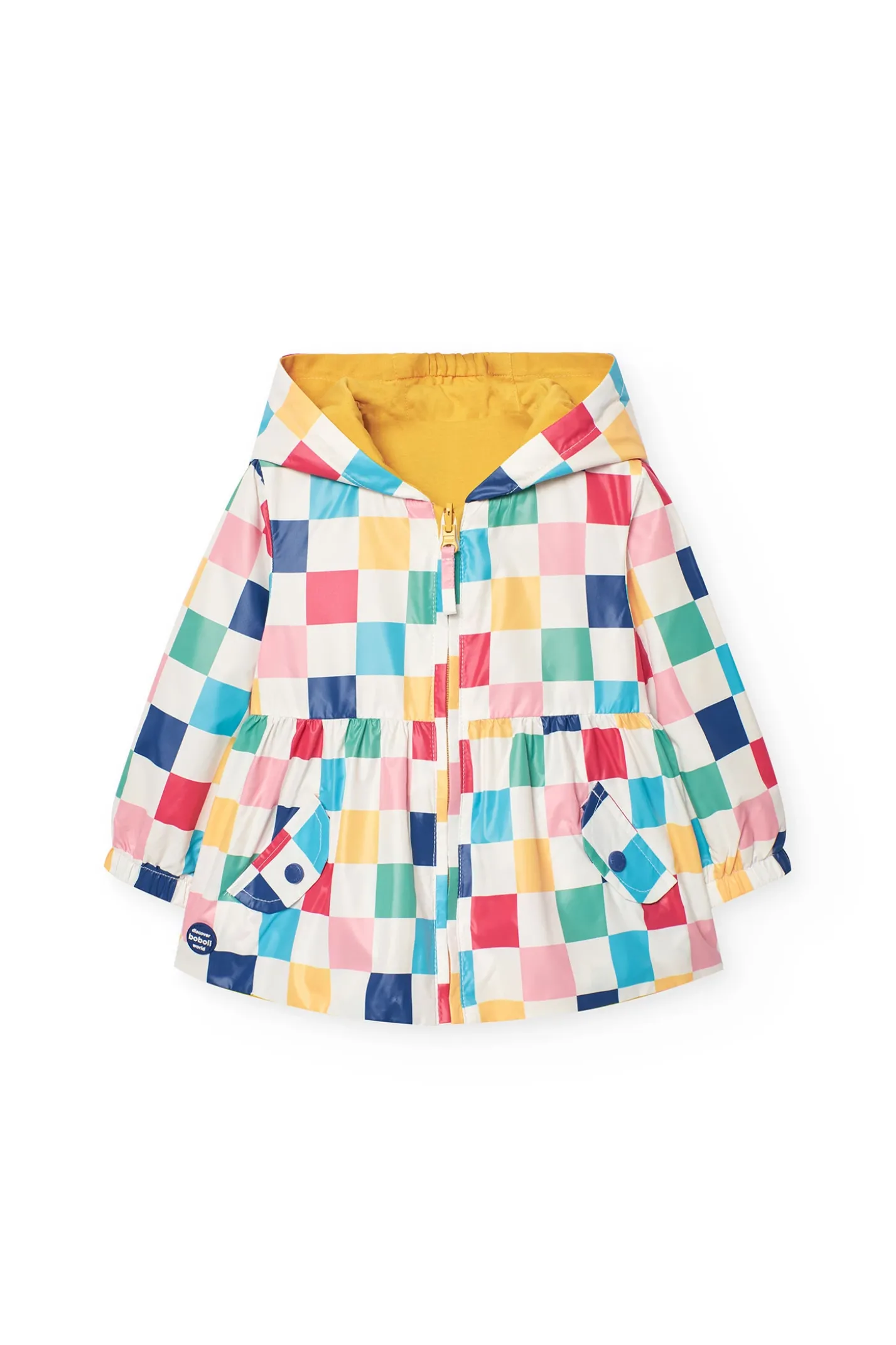 Parka reversibile in maglia per neonata con stampa