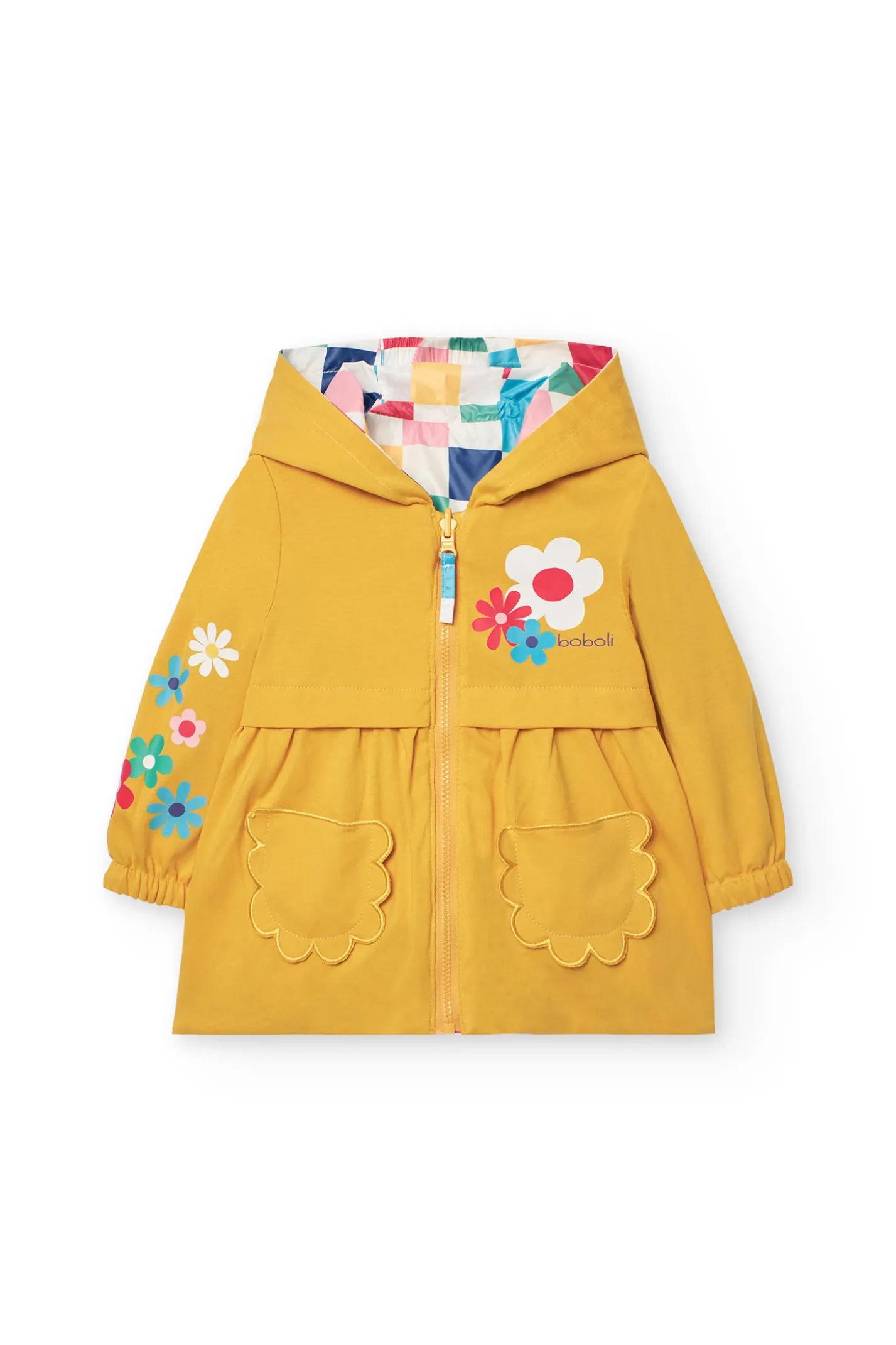 Parka reversibile in maglia per neonata con stampa
