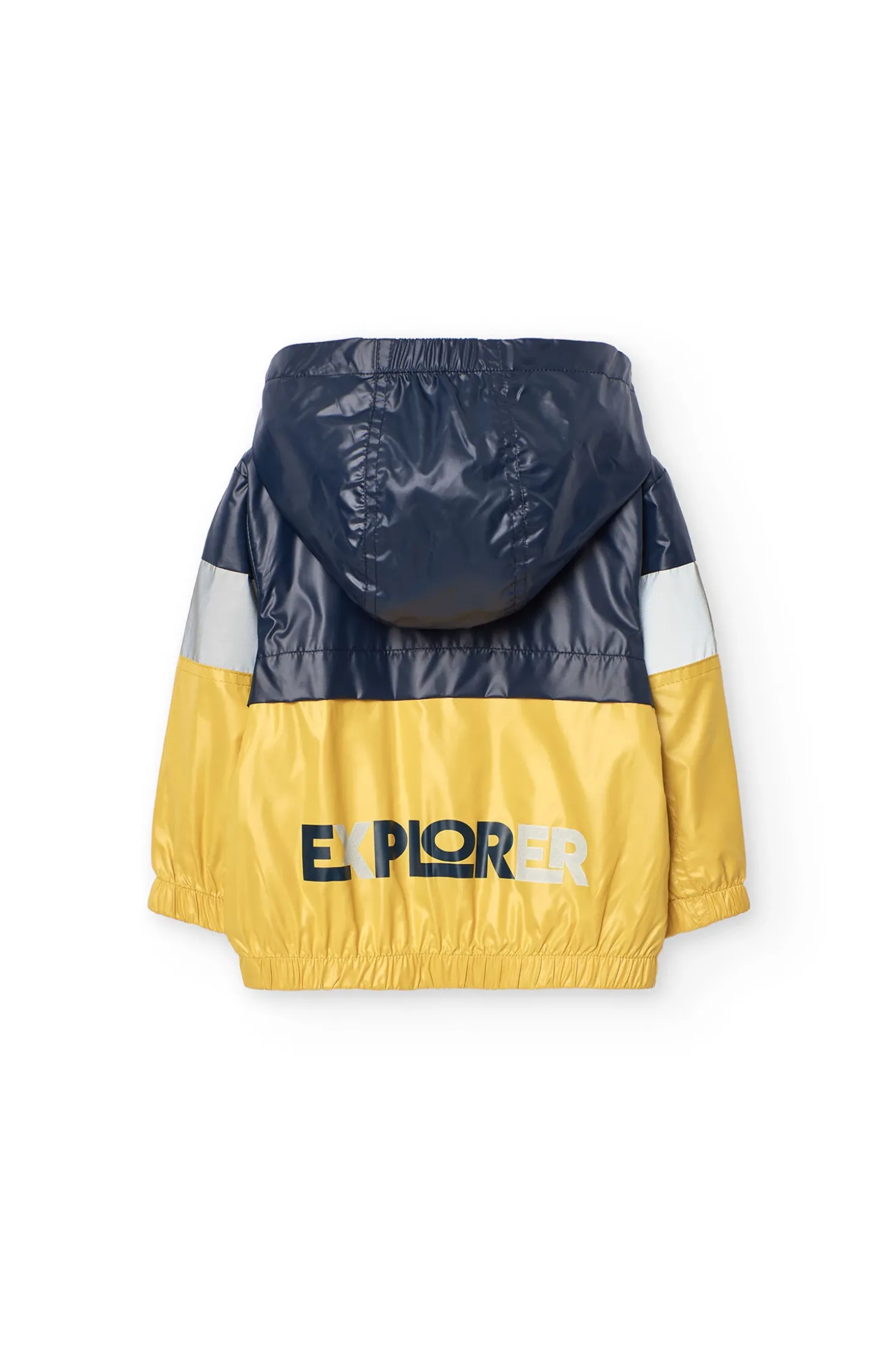 Parka reversibile per neonato in colore senape e nero con stampa
