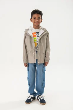 Parka tecnica a maglia per bambino di colore marrone