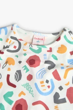 Pigiama a costine per bambina con stampa multicolore