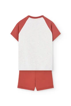 Pigiama corto in maglia per bambino di colore arancione