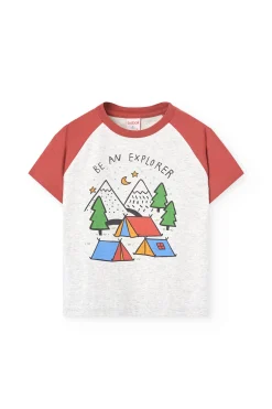 Pigiama corto in maglia per bambino di colore arancione