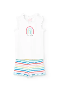 Pigiama di maglia senza maniche per bambina di colore bianco