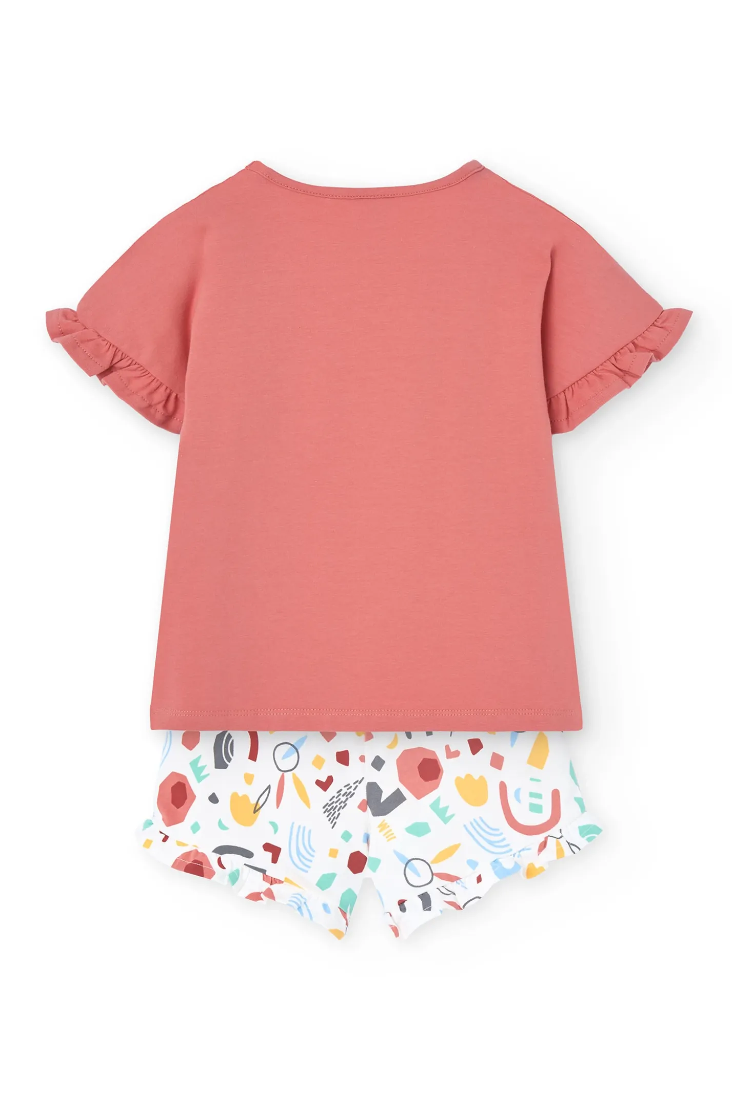 Pigiama in maglia a maniche corte per bambina di colore rosa
