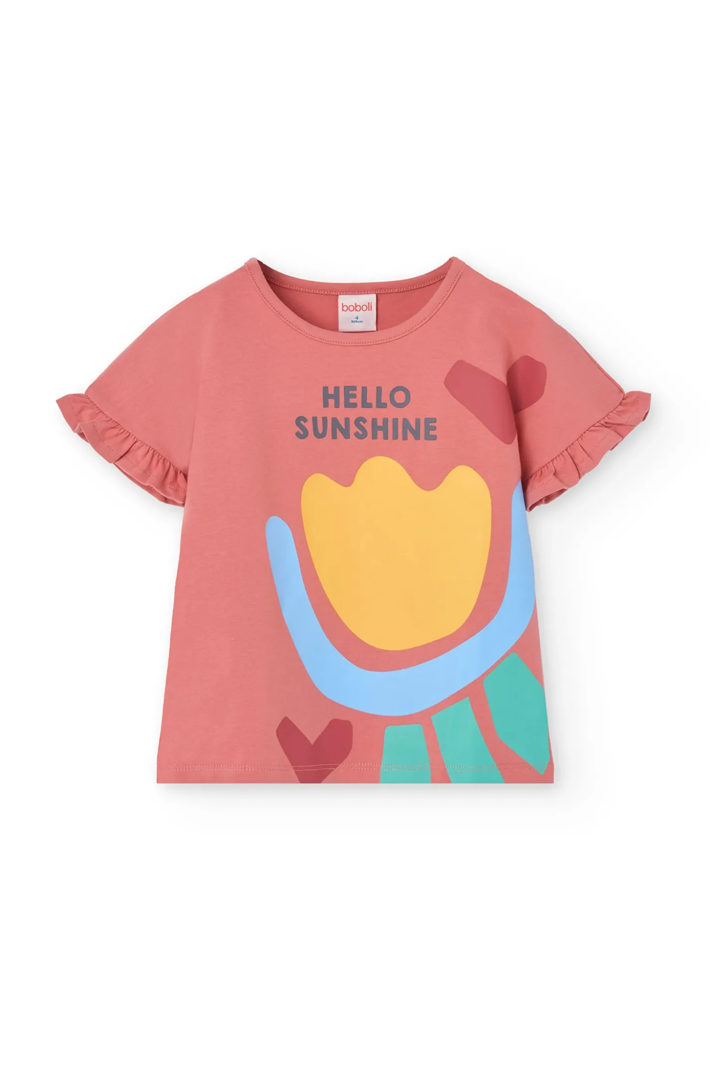 Pigiama in maglia a maniche corte per bambina di colore rosa