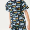 Pigiama in maglia per bambino con stampa di animali color blu