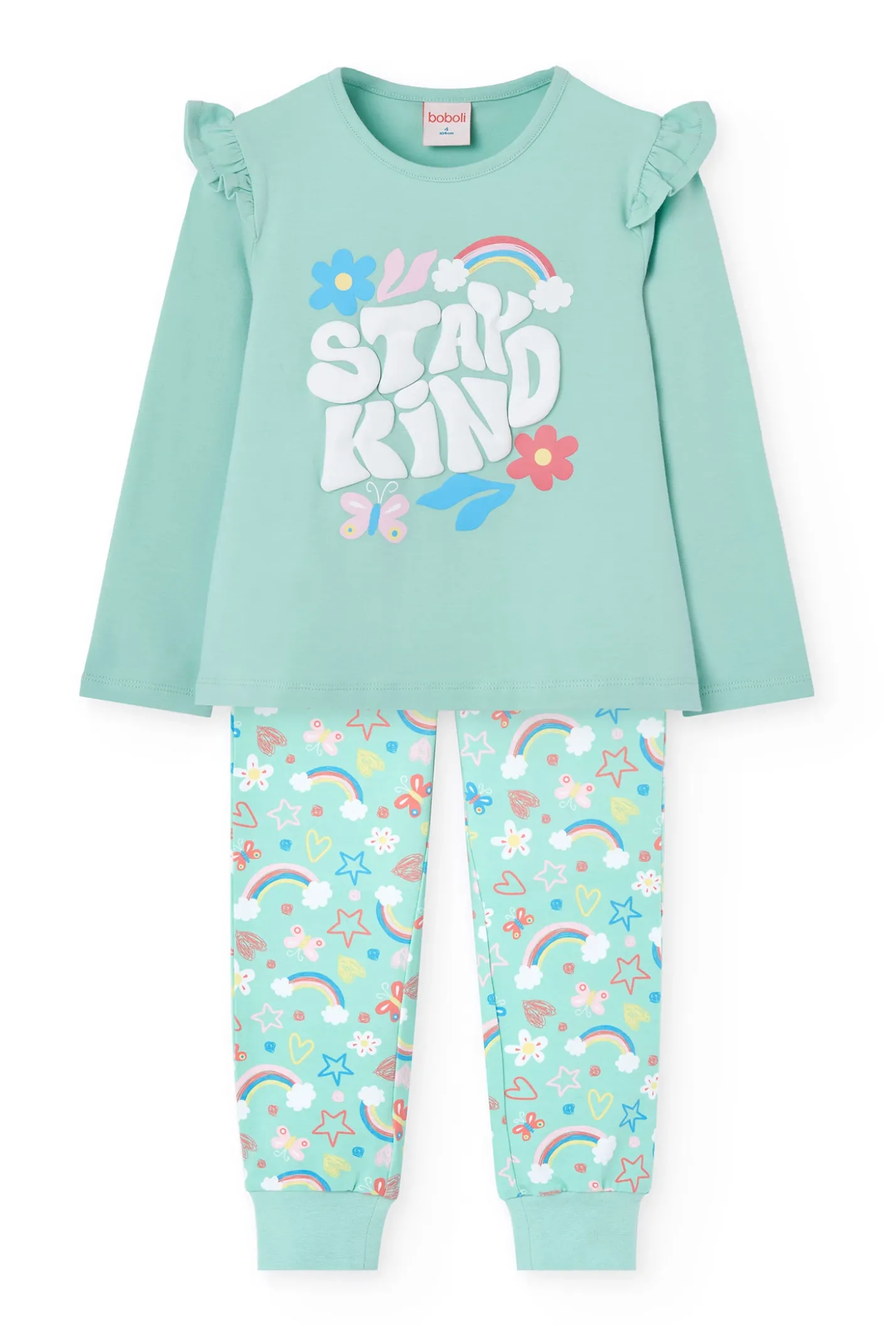 Pigiama in maglia per bambina di colore verde