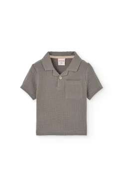 Polo in maglia per bambino in colore grigio scuro