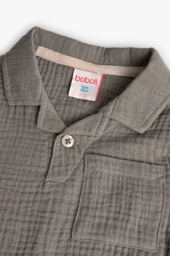 Polo in maglia per bambino in colore grigio scuro