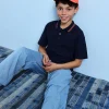 Polo in piqué per bambino di colore blu navy