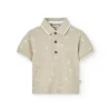 Polo in piqué per bambino con stampa di zebre in colore beige